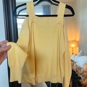 Off the shoulder buttercream sweater
